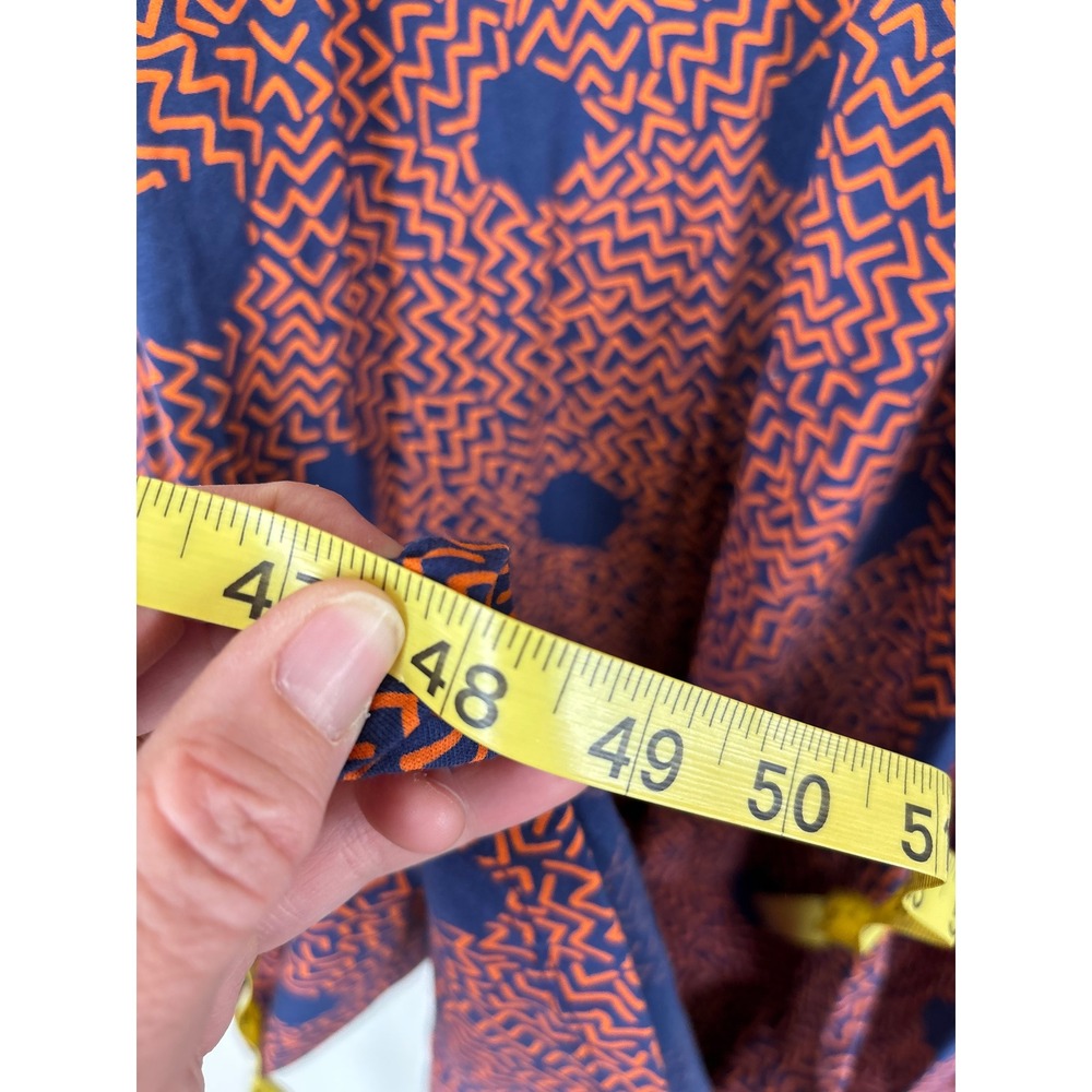 Gudrun Sjoden Womens Large Orange Blue Geometric Cotton Sleeveless Midi Dress - Picture 9 of 10